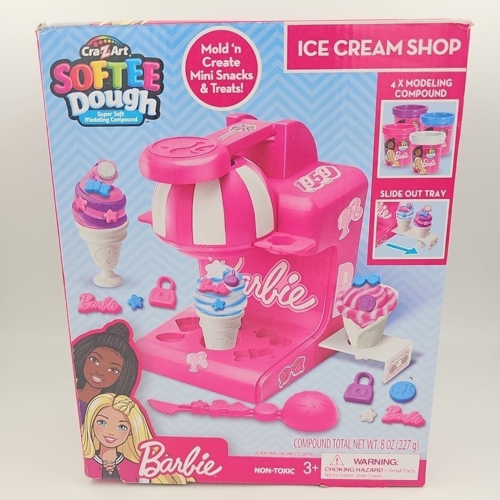 Barbie Cra-z-art Softee Dough Ice Cream Shop Play Set Mold 'n Create Mini Treats